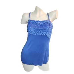 Jezebel Blue Lace Trim Cami Top